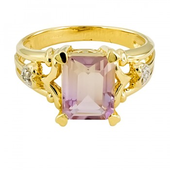 9ct gold Amethyst / Diamond Ring size N